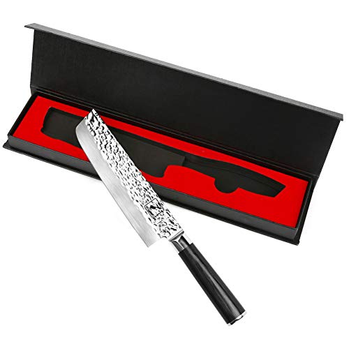 Nakiri Knife - imarku Nakiri Chef Knife 7 Inch High Carbon German Stainless Steel Nakiri Vegetable Knife, Multipurpose Asian Nakiri Vegetable Knife for Kitchen with Ergonomic Handle - Thumbnail 6