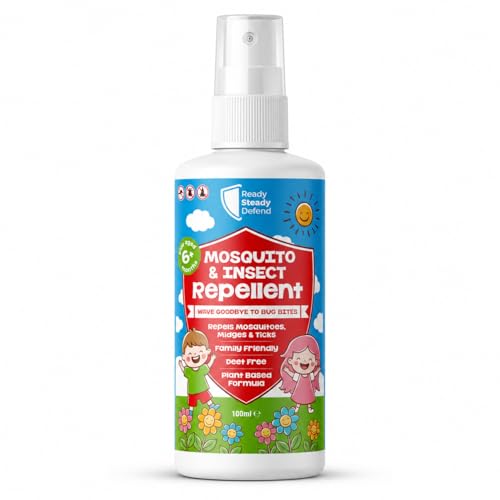 Kids Mosquito & Insect Repellent Spray 100ml DEET Free Bug Spray for Children Aged 6+ Months Plant Based Formula 30% Citriodiol Family Friendly Outdoor Protection Against Mosquitoes Midges & Ticks