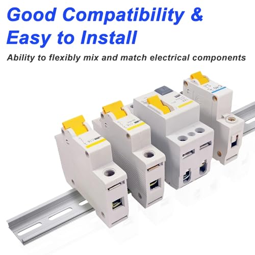 Xiatiaosann Aluminium DIN-Schienen, 25CM /9.8 Zoll, 35mm breit, 7.5mm hoch Top Hat Slotted DIN-Schiene mit RoHS (10er Pack, Silber)