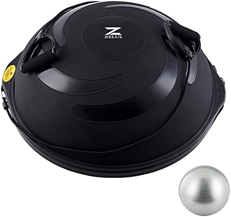 ZELUS Balance Trainer Ball,64cm Half Exercise Ball Stability Balance Board with Resistance Bands for Yoga Workouts, 680kg Capacity Large Half Dome Pilates Yoga Ball