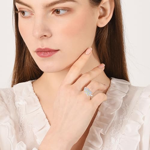 Butterfly Rings 925 Sterling Silver with Celtic Knot Adjustable Band Butterfly Ring Sparkling Cubic Zirconia Jewelry Promise Wedding Butterfly Jewelry Gifts for Women Wife Mother Friends3