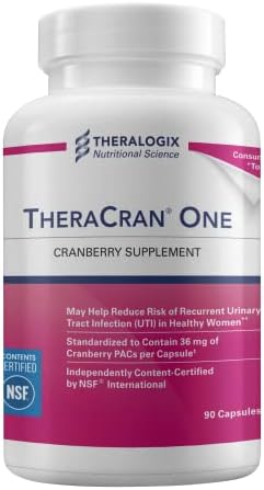 TheraCran One Cranberry Supplement | 36mg PACs Per Capsule | 90 Day Supply | Cranberry Pills for Women | Supports Urinary Tract Health for Women & UTI
