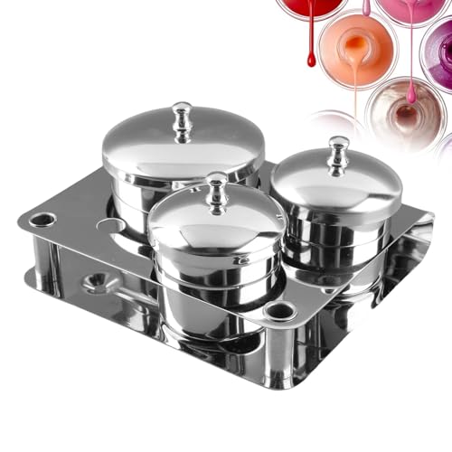 Nail Liquid Container, Mini Stainless Steel Dish Pot Liquid Powder Cup Lid Bowl Nail Art Tools Acrylic Nail Art Equipment Mini Bowl Cup Tray Pot Container Organizer Holder with Lid, 3pcs