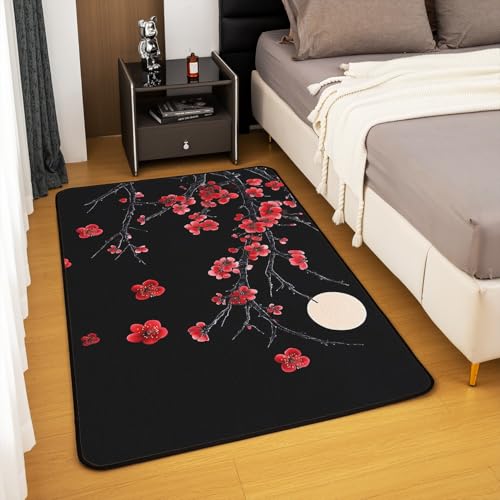 Tapete decorativo jejeloiu 100x150 cm 3x5 negro rojo miniatura 4