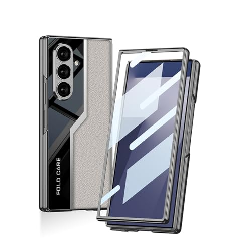 Étui pour Samsung Galaxy Z Fold 7 en cuir galvanisé rigide gris