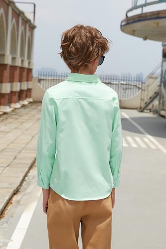 SANGTREE Men's & Boys 100% Cotton Oxford Shirt Regular Fit Button Down Collar Shirts Long Sleeve Formal Shirts with Pocket4