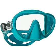 SCUBAPRO Ghost Scuba Dive Mask, Low-Volume Frameless Design w/Ultra Clear Single Lens, Silicone Skirt and Easy-Adjust Strap Buckles, Turquoise