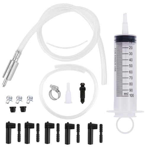 Fukaisu Brake Bleeder Kit with One-Way Check Valve, Brake Bleeding Tool Clutch Bleed Set Includes 100ml Syringe 50cm Hose Fluid Extractor Oil Pump & Adapters for Motorcycle Car Maintenance