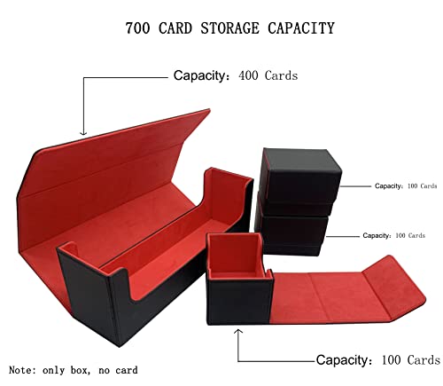 Maoping Card Deck Box,4 Pack Deck Box Magnetic Closure Leather Deck Game Boxes 400 + 300 Card Storage Capacity,Black Red For Collectible Playing Card Box, Trading Card, Magic Cards, Sports Cards, 700 #TOP1