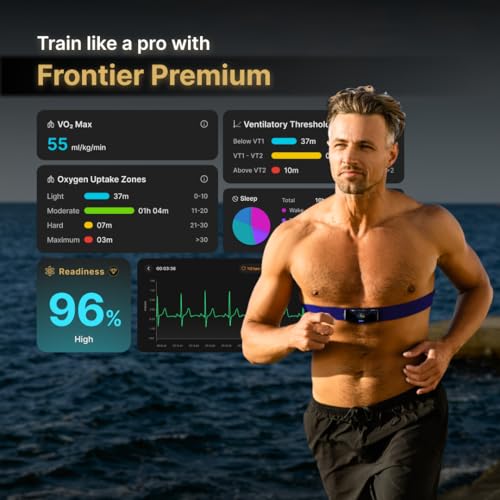 Image of Frontier Professional Heart Rate Monitor Chest Strap | Continuous ECG, Heart Rate, Breathing Rate, Strain Tracking, VO2 Max| Wearable Fitness & Heart Health Monitor (Zone)