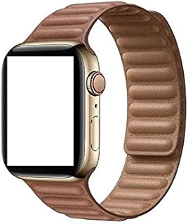 VPG حزام حلقة من الجلد الطبيعى مقاس38/40 مم إغلاق قوى مغناطيسي لسلسلة ساعات أبل الاصدار الخامس والسادس- بنى