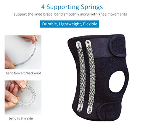 Beechamp Adjustable Neoprene Knee Support Kneecap Compression Sleeve Open Patella Brace, For 15"-21" Knee, Size L, Black #TOP1