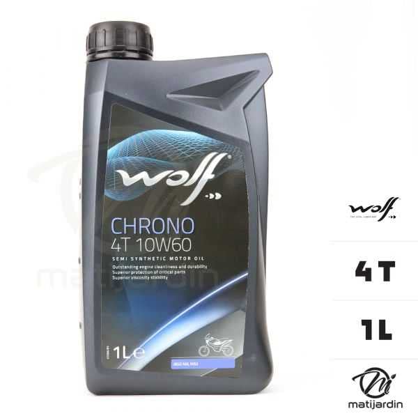 Matijardin - Huile moteur Wolf Chrono 4 Temps pour 2 roues. 10W60. 1 litre