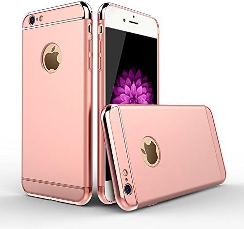 AUPHI GUARD™ 3 in 1 (Top + Bottom + Back) Shockproof Dual Layer Electroplated Case Cover for iPhone 6 Plus (Rose Gold)