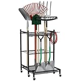 HEEOREV ガーデンツールオーガナイザー ガーデニング 棚 収納 ラック （43x48x80cm）掃除用具 収納 キャスター付き 移動が容易 掃除道具 農具 収納 多機能倉庫 ガレージ、物置、地下室に最適 （ブラック）