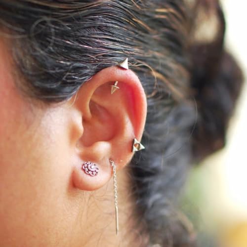 Image of Quirksmith 925 Sterling Silver Bugadi Earrings /Helix Piercing Studs with 925 Stamp And Certificate Of Authenticity /Gift for women