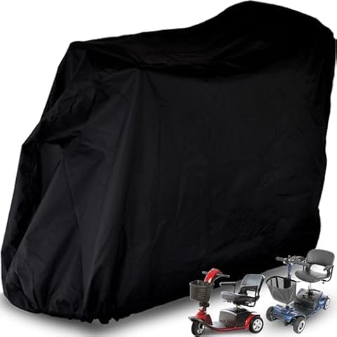 Valchoose 48" L x 22" W x 38" H Upgraded Mobility Scooter Storage Cover, 420D Oxford Fabric Scooter Weather Cover, with Waterproof Strip, Water Resistant, Anti-UV, Heavy Duty, Storage Bag (Black) Cover