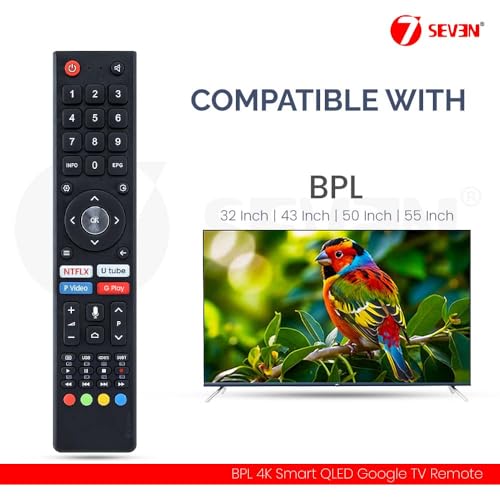 Image of 7SEVEN Compatible with BPL Tv Remote Suitable with Android & Google OS Television of Original Model 32-D4301 43F-A4300 32H-D6300 43F-A4301 32H-A4300 43U-D4310 etc - Pairing Must for Bluetooth Control