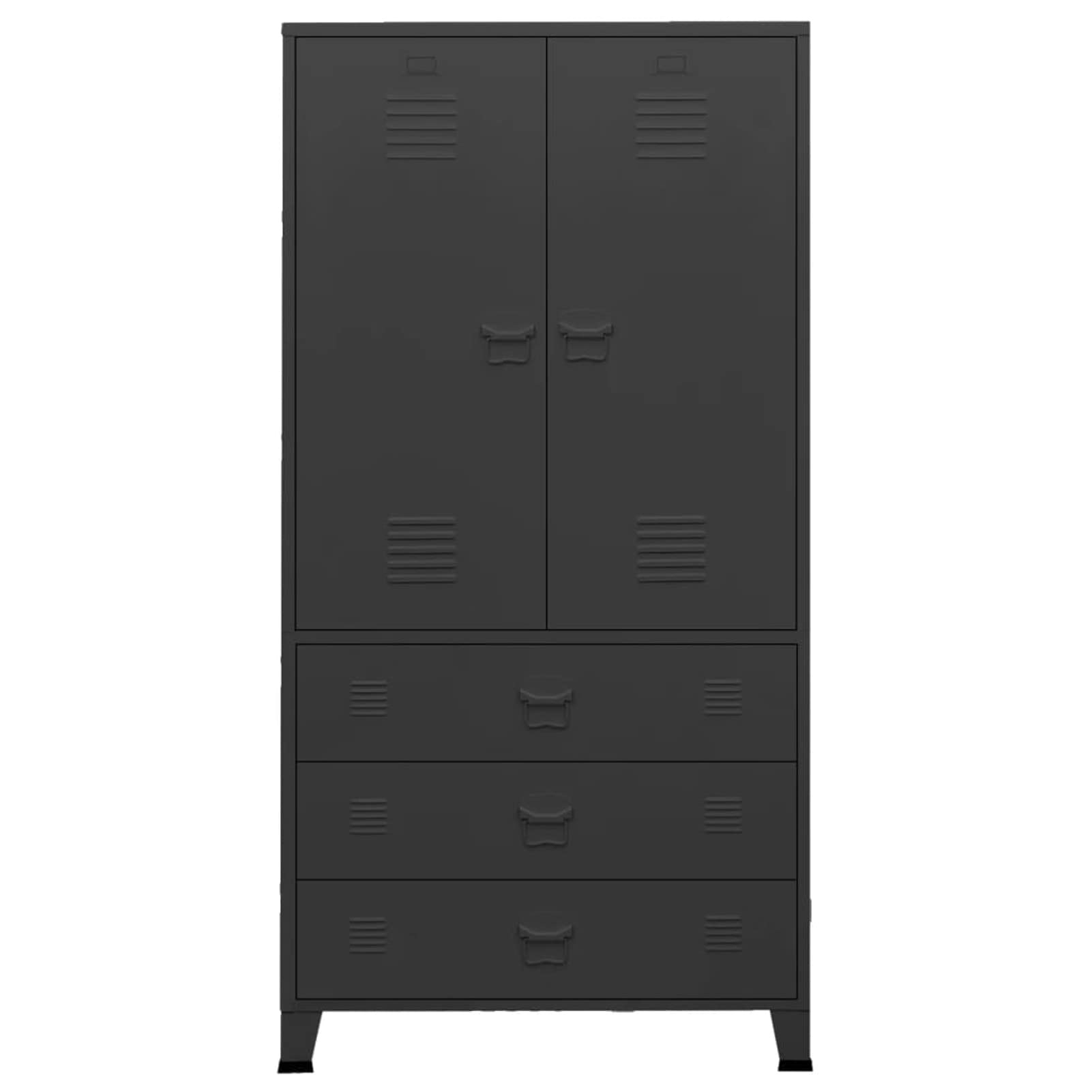 BAZZI Aktenschrank, Büroschrank, Büroschrank, Industrieschrank, schwarz, 90 x 50 x 180 cm aus Metall