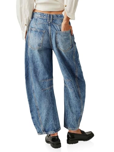 PLNOTME Womens Baggy Boyfriend Jeans Vintage Wide Leg Mid Rise Barrel Denim Ankle Pants4