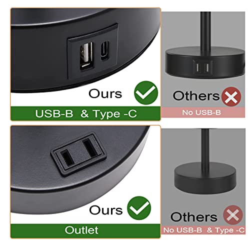 Yameiwan Bedside Lamps Set 2, 3 Way Full Dimming Lamp For Lamps With Usb Ports, Type-C And Ac Outlet, Nightstand Lamp For Bedroom Living Room, (Led Bulb Included) White #TOP5