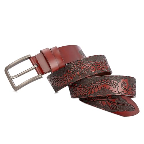 Ceinture dragon en cuir de vachette véritable avec boucle ardillon vintage de style classique