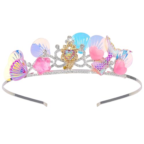 Exipsat Meerjungfrau Diadem Kristall Haarreif Muschel Design Haarschmuck für Kostüm Party Hochzeit Geburtstag Cosplay