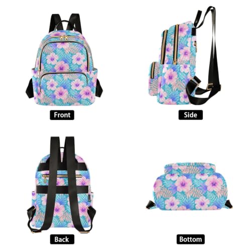 Sac à dos léger et compact imprimé feuilles tropicales taille S-M