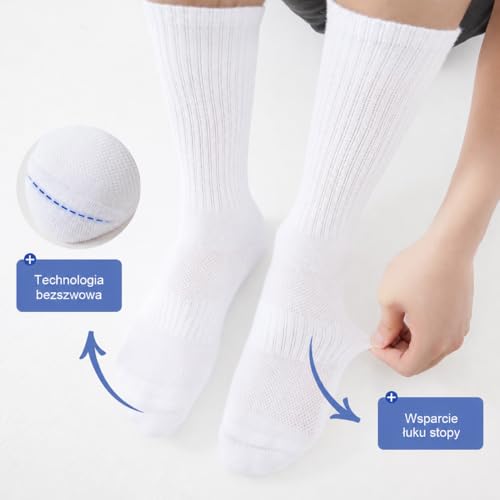 SockWaddles Skarpety Dla Mężczyzn i Kobiet, Bezszwowe Skarpety Bawełniane, Oddychające i Ochronne Przed Pęcherzami Skarpety Sportowe, Idealne do Pracy, Biegania, Wędrówek, 10 Par Unisex