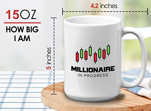 Bubble Hugs Stock Trader Coffee Mug 15oz White - Millionaire in Progress - Trading Inspirational Day Trader Stock Market Brokers Market Digital CurrencyÖ - Image 3