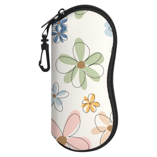 Image of Sunglasses Soft Case, Cute Ultra Light Portable Neoprene Zipper Eyeglass Glasses Case with Belt Clip for Men Women