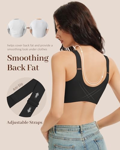 Image of Gailife Jelly Front Closure Bras for Women Wireless Mastectomy Bralettes | adjustable,post surgery,full coverage,no underwire,comfort,convenient,snap,soft,seamless,supportive,compression,old women