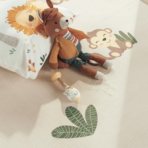 Paco Home Teppich Kinderzimmer Baby Krabbeldecke Krabbelmatte Spielmatte Waschbar rutschfest Regenbogen Planet Sonne Tiere Weich, Grösse:120 cm Rund, Farbe:Beige