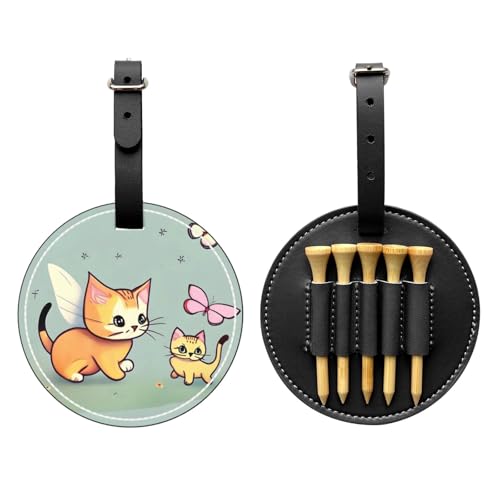 Kitten Butterfly Black Golf tee Storage Bag - Durable and wear-Resistant Golf Accessories