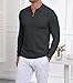Lexiart Men's Knit Polo Long Sleeve Slim Fit Textured Collared Quarter Zip Sweater Casual Lightweight Dark Green Size M