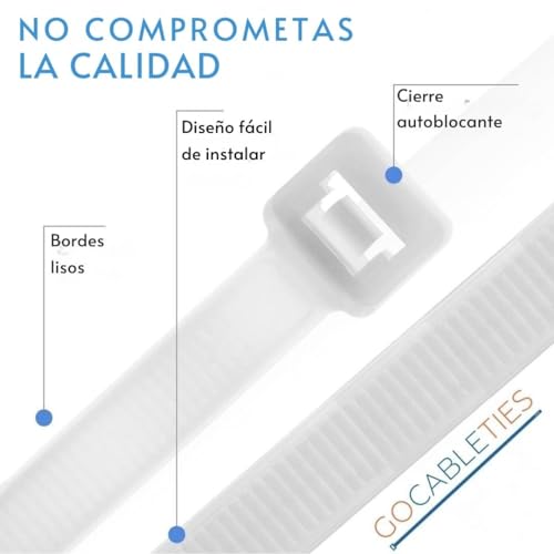 Miniatura 5 de Gocableties - Bridas Plastico Marrones Para Cables - 100 Piezas - 300 Mm X 4,8 Mm - Resistentes A Los Rayos