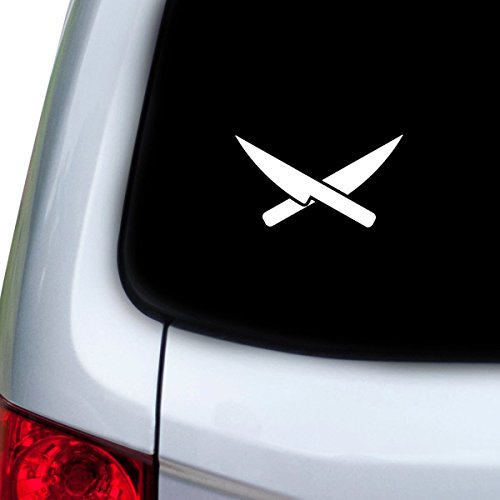 StickAny Car and Auto Decal Series Chef Knives Sticker for Windows, Doors, Hoods (White)