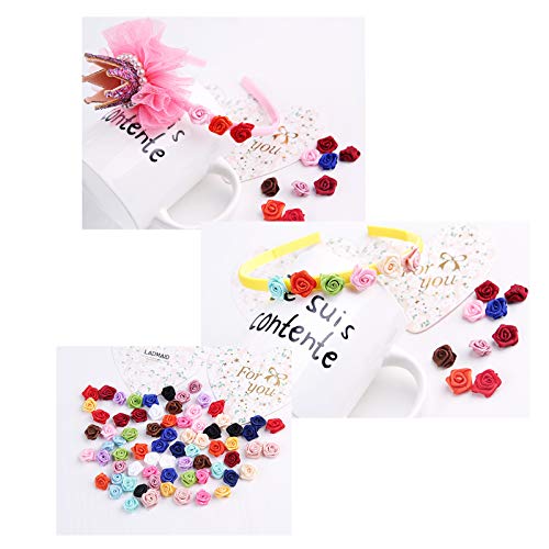 Mini Satin Ribbon Roses Mini Fabric Flowers For Crafts Multicolor Rose Ribbon Bows Small Rosettes Mini Flower Craft Diy Sewing Crafts Appliques For Wedding Bride Gift Wrapping Decoration 120 Pcs #TOP6