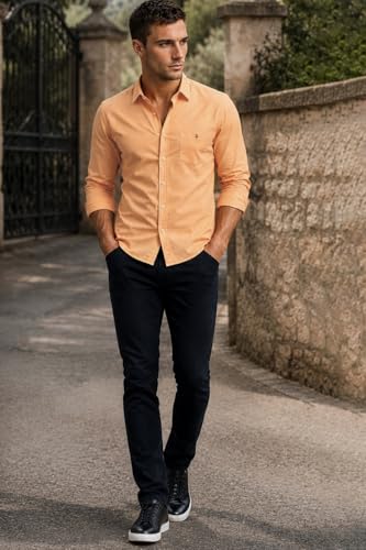 Image of Louis Philippe Men's Cotton Slim Fit Textured Fabric Soft Handfeel Full Sleeve Casual Shirt
