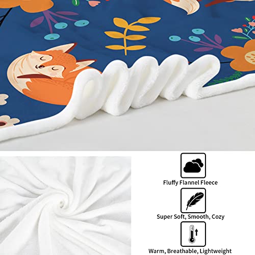 Domgoge Fox Blanket Kids, Soft Flannel Throw Fleece with Flower - Image 3