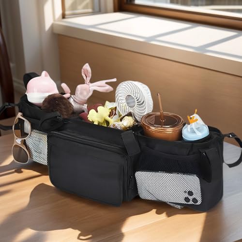 Porte-gobelet pour poussette double à 3 compartiments pliable - 3