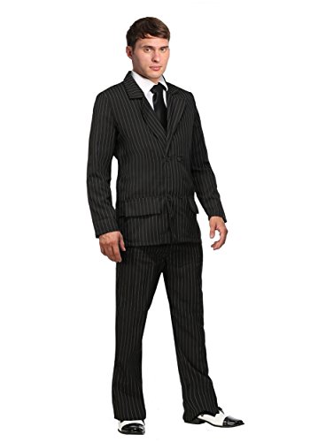 Fun Costumes Deluxe Pin Stripe Gangster Costume Suit 1920s Gangster - X-Large - Black