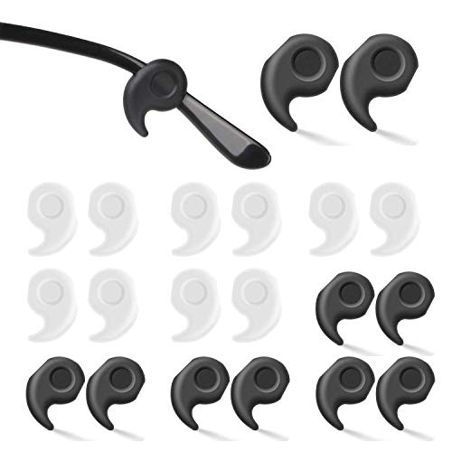 OPUGIT 10 Paar Antirutsch Brillen Ohrbügel, Silikon Gläser Ohrhaken, Komfort Halter Überzüge für Brillen Sonnenbrillen,Schwarz /Weiß Cover