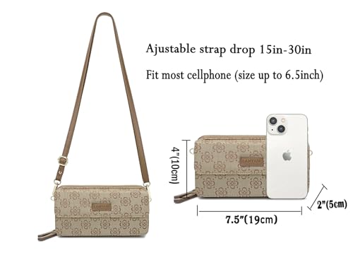 Image of Lanyani RFID Crossbody Wallet Wristlet Purse with Phone Pocket For Women Vegan Leather