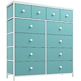 EnHomee Dresser for Bedroom with 12 Drawers Green Dresser for Bedroom Dressers & Chest of Drawers for Bedroom, Closet, Dresser with Wooden Top & Metal Frame, Green