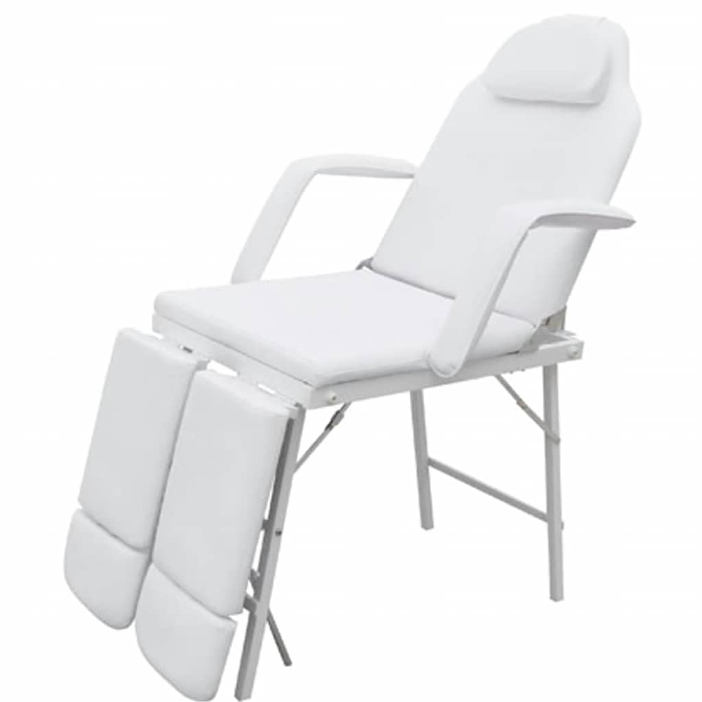 Kosmetikstuhl Tragbar für Salon, Massageliege mit Kunstleder, Höhenverstellbar, Inklusive Tragetasche, Weiß