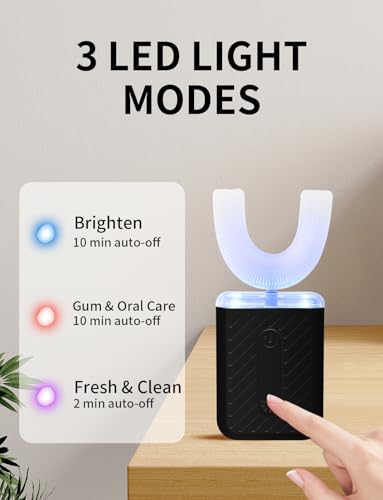 Image of U-Shaped Electric Toothbrush for Adults, U-Shaped Electric Toothbrush with 3 LED Lights & 4 Cleaning Modes, ultrasonic Toothbrush with 60-Second Vibration, IPX7 Waterproof