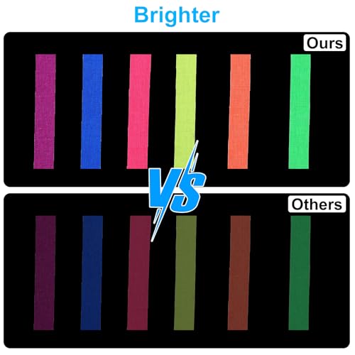 Thinp 6 Rollen Neon Klebeband Schwarzlicht,Fluoreszierendes Klebeband Wasserfest,Leuchtendes Band Selbstklebend,Markierungsband,Warnband Phosphorband,für Treppen Wänden Bühnenbedarf Partydeko-5mx15mm