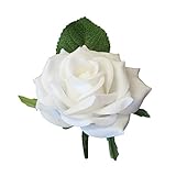 Angel Isabella Large Boutonniere - Live-Feel Real Touch White Keep Sake Boutonniere.Pin Included â€¦