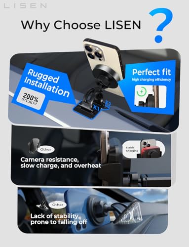 image for LISEN for 15W MagSafe Car Mount Charger,Magnetic Wireless Car Charger 